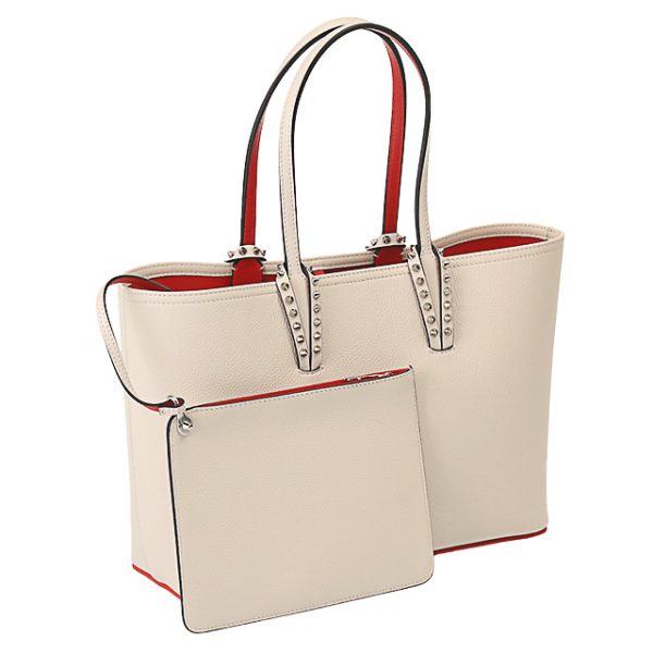 1 Christian Louboutin Cabata Small Calf Leather Tote Bag Pouch Ivory