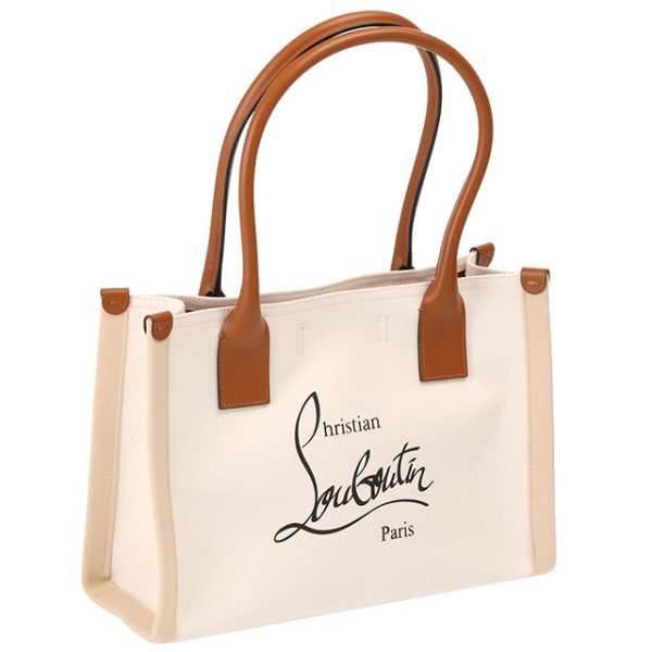 1 Christian Louboutin Nastroloubi Canvas Leather Tote Bag With Logo Natural