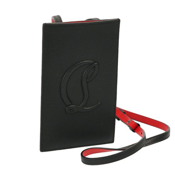 1 Christian Louboutin By My Side Smartphone Storage Card Case Neck Strap Black