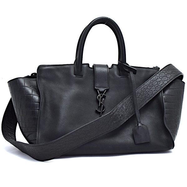 1 Saint Laurent 2way Bag Downtown Cabas Leather Black