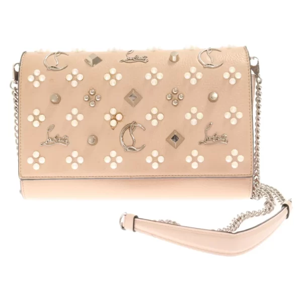 1 Christian Louboutin Paloma Chain Shoulder Bag Clutch Bag Pink