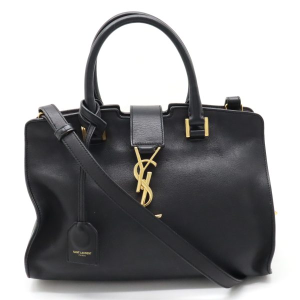 1 Ysl Saint Laurent Monogram Handbag Shoulder Bag Leather Black