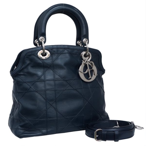 1 Christian Dior Cannage Granville Handbag 2way Bag Navy