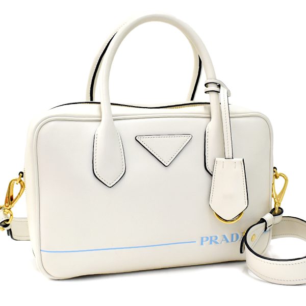 1 Prada Mirage 2way Handbag Shoulder Leather White