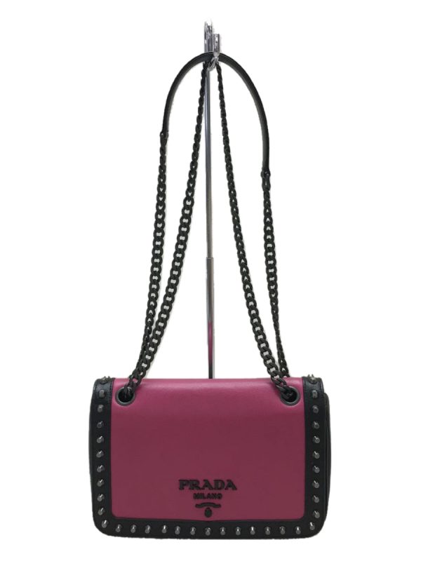 1 Prada Chain Shoulder Bag Leather Pink