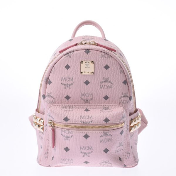 1 MCM Visetos Backpack Mini Side Studs Calf RucksackDaypack Pink