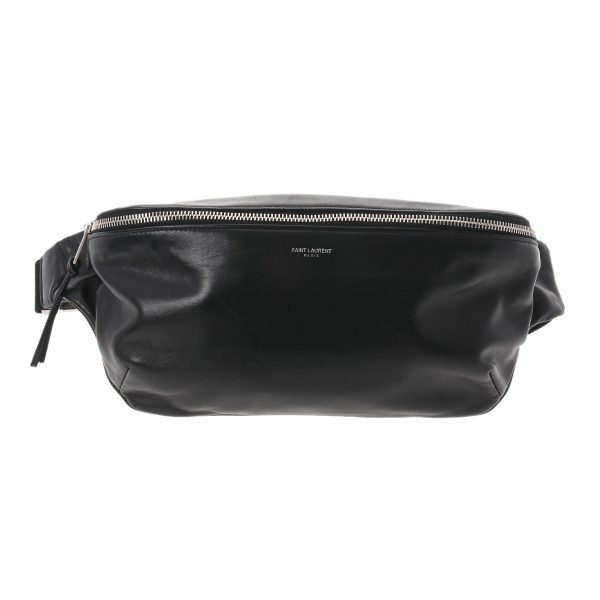 1 Saint Laurent City Belt Bag Silver Hardware Leather Body Bag Black
