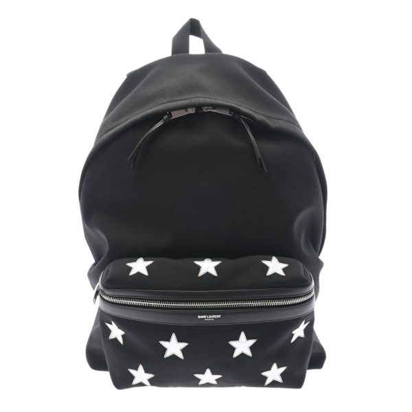 1 Saint Laurent Backpack Silver Hardware Rucksack Daypack Black