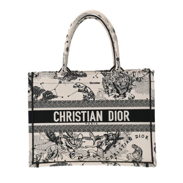 1 Christian Dior Book Medium Embroidered Handbag White Black