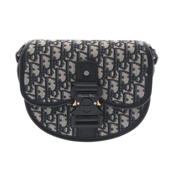 1 Christian Dior Mini Oblique Jacquard Grained Calfskin Body Bag Navy