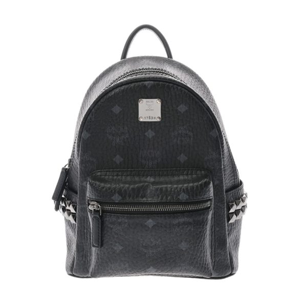 1 Mcm Studded Black Metal Fittings Leather Backpackdaypack