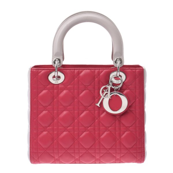 1 Christian Dior 2way Bicolor Hardware Leather Handbag Pink