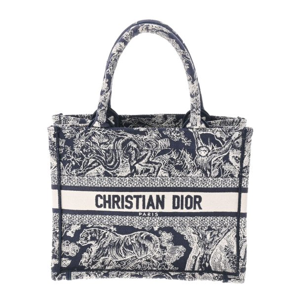 1 Christian Dior Book Small Pattern Tote Bag Navy