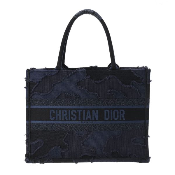 1 Christian Dior Book Tote Bag Medium Camouflage Pattern Handbag Navy