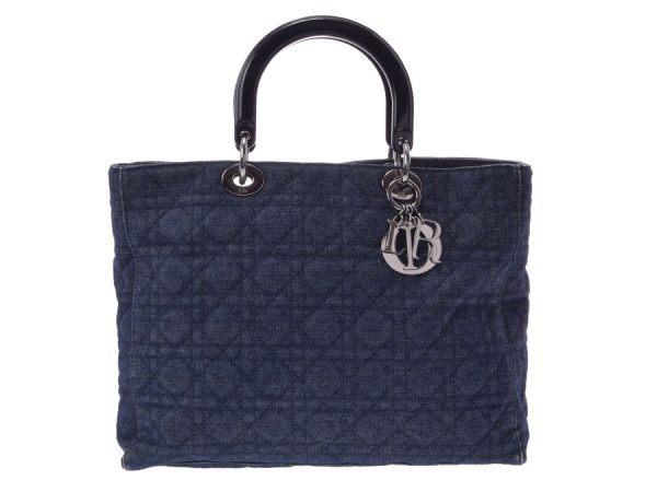 1 Christian Dior Cannage 2way Bag Denim Blue