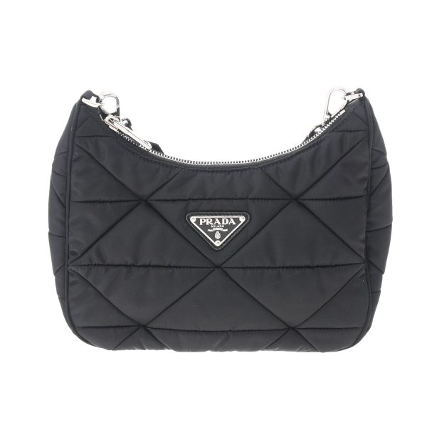 1 Prada Black Silver Hardware Nylon Shoulder Bag