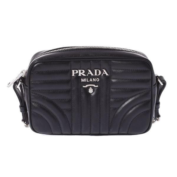 1 Prada Diagram Black Soft Calf Shoulder Bag