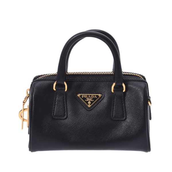 1 Prada Mini Shoulder Bag 2way Black Gold Hardware