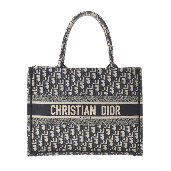 1 Christian Dior Book Tote Bag Medium Canvas Handbag Navy