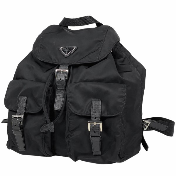 1 Prada Logo Plate Rucksack Nylon Nero Black