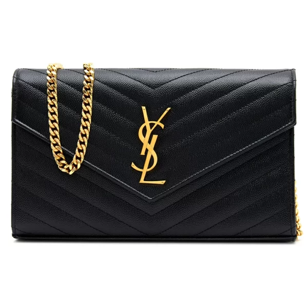 1 Saint Laurent Shoulder Bag Cowhide Leather Black