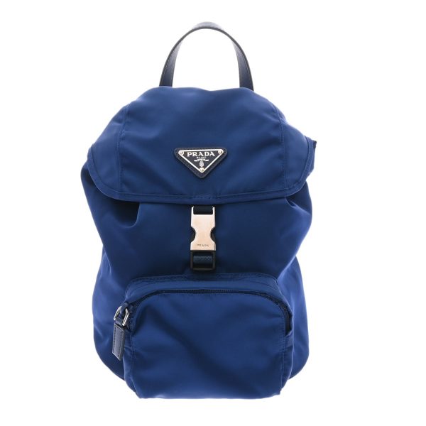 1 Prada Backpack Nylon Leather Rucksack Daypack Blue