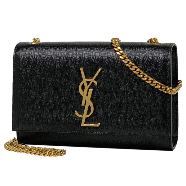 1 Saint Laurent Chain Shoulder Bag Leather Black