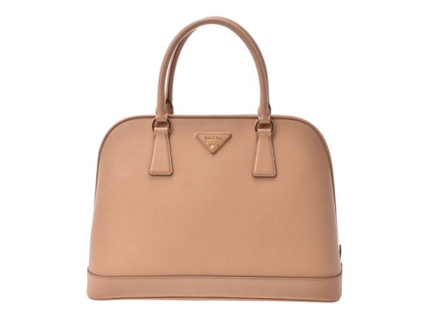 1 Prada 2way Handbag G Hardware Saffiano Beige