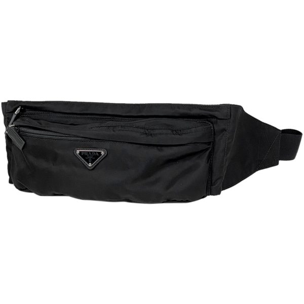 1000052160607 11 Prada Logo Plate Waist Bag Body Bag Crossbody Nylon Nero Black