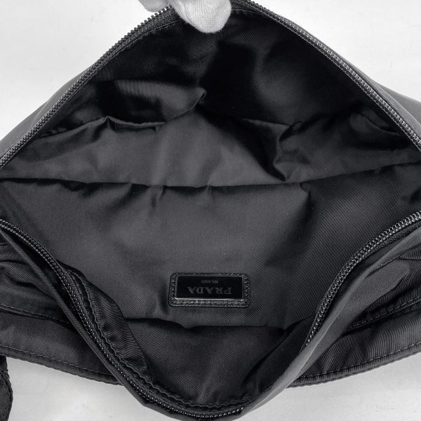 1000052160607 17 Prada Logo Plate Waist Bag Body Bag Crossbody Nylon Nero Black