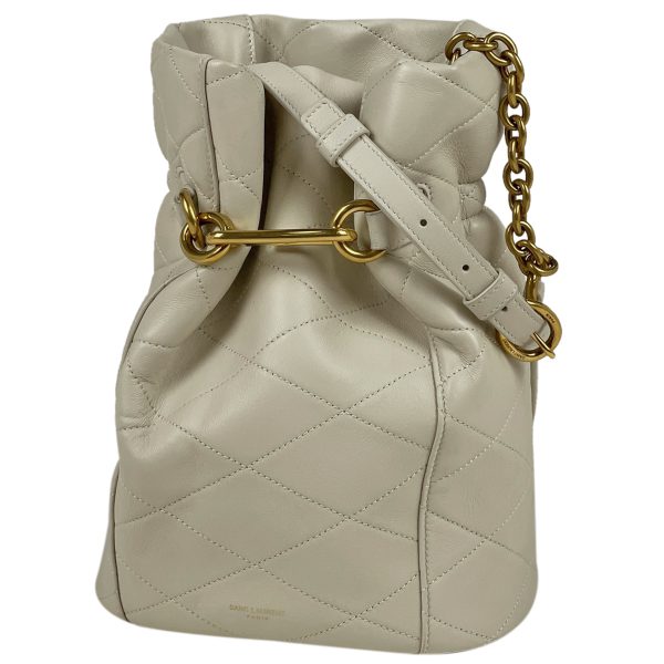 1000053037175 11 Saint Laurent Chain Shoulder Bag Drawstring Bucket Bag Leather White