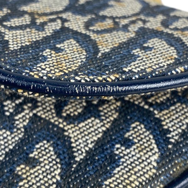 1000058949404 15 Christian Dior Trotter Pattern Saddle Bag Handbag Shoulder Bag Canvas Navy