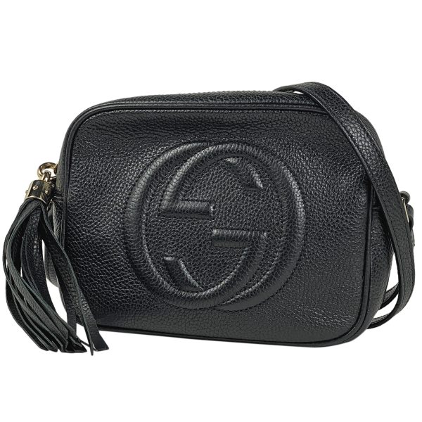 1000059800414 11 Gucci Soho Shoulder Bag Tassel Fringe Leather Black