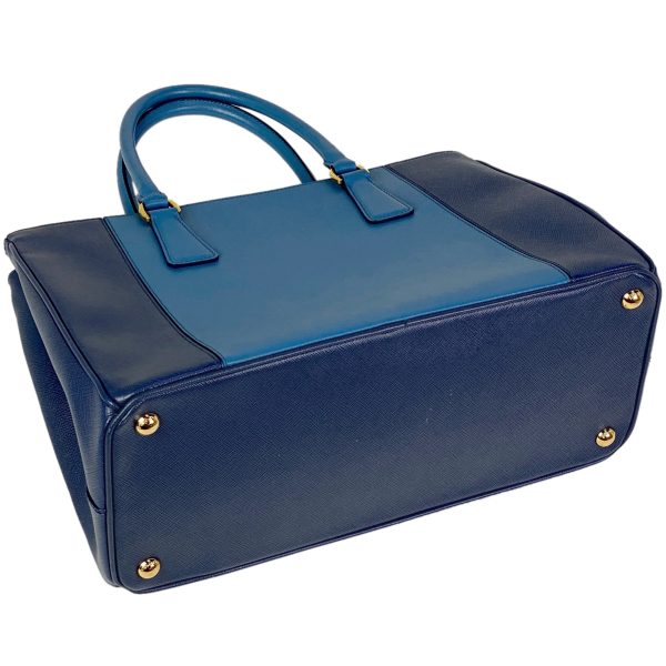1000060413146 12 Prada Logo Handbag Shoulder Bag Bicolor Saffiano Leather Blue