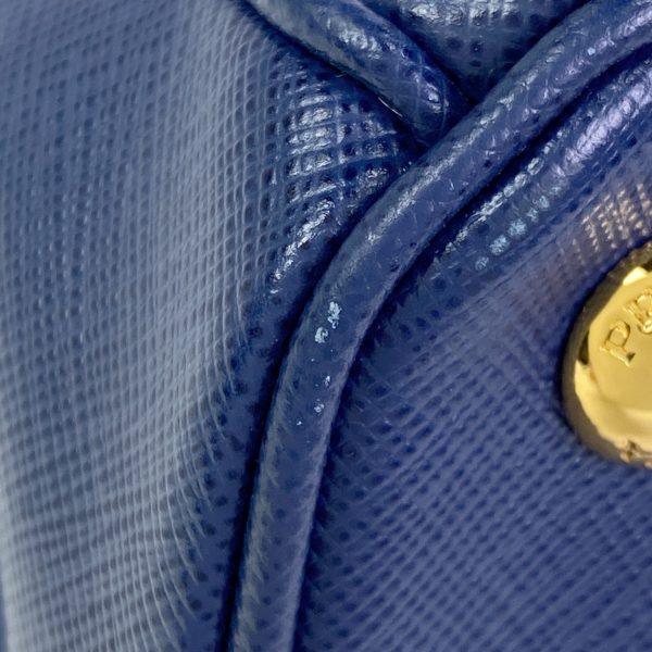 1000060413146 13 Prada Logo Handbag Shoulder Bag Bicolor Saffiano Leather Blue