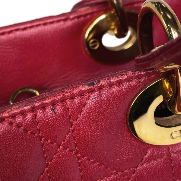 1000061555388 19 Christian Dior Cannage Handbag Leather Red