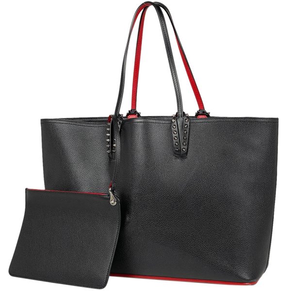 1000062503302 11 Christian Louboutin Cabata Tote Shoulder Bag Studded Bicolor Leather Black Red