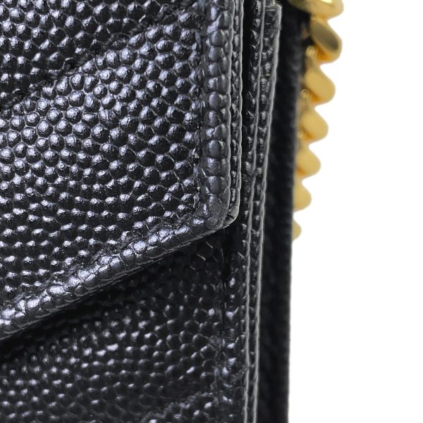 1000062765403 16 Saint Laurent Monogram Chain Wallet 2way Clutch Shoulder Bag Leather Black