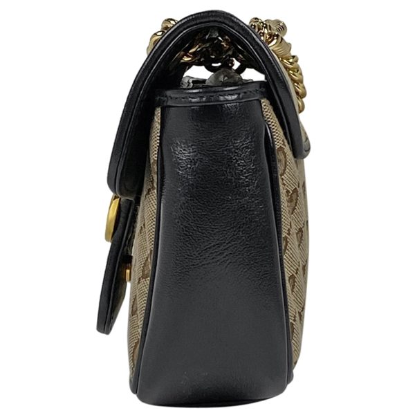 1000062916928 12 Gucci GG Pattern Marmont Chain Shoulder Bag Double G Mini Canvas Beige Black