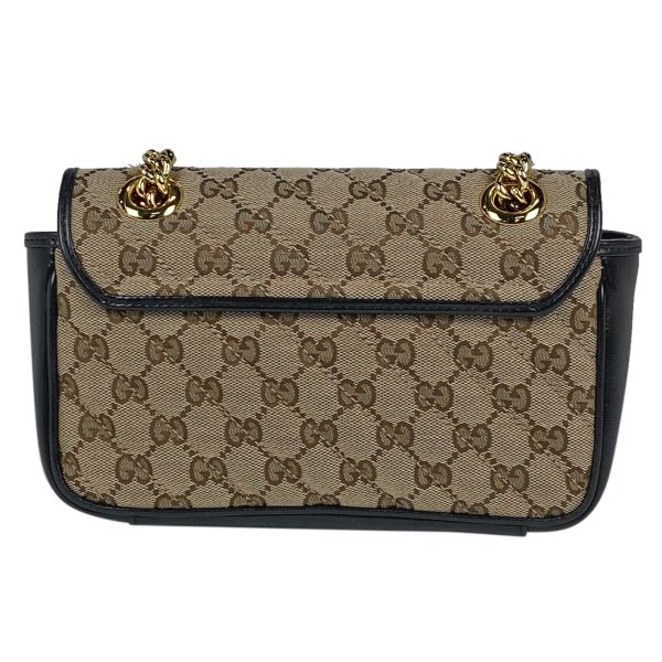 1000062916928 13 Gucci GG Pattern Marmont Chain Shoulder Bag Double G Mini Canvas Beige Black