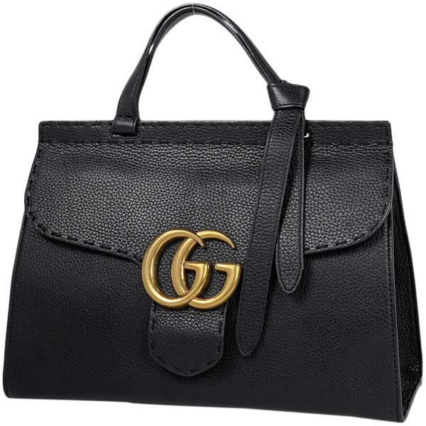 1000063513980 11 Gucci GG Marmont Handbag 2way Shoulder Bag Leather Black