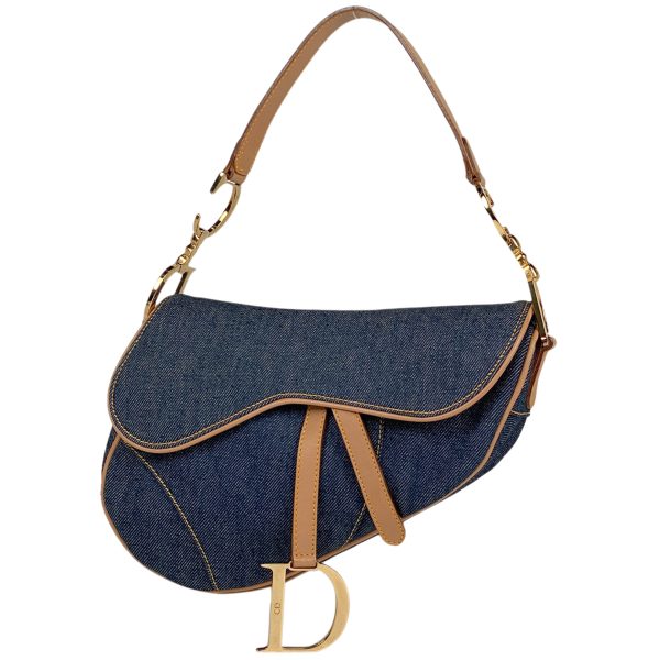 1000065323358 11 Christian Dior Saddle Bag Handbag Shoulder Denim Blue Beige