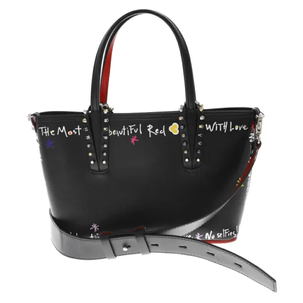 2 Christian Louboutin Kabata Spike Stud Mini 2way Handbag Shoulder Bag Black