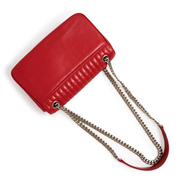 2 Prada Chain Crossbody 2way Shoulder Bag Glace Calf Red