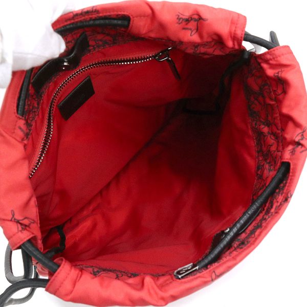 2 Christian Louboutin Backpack Daypack Nylon Red Black