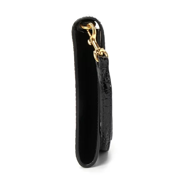 2 Saint Laurent Cassandra Crocodile Clutch Pouch Bag Black