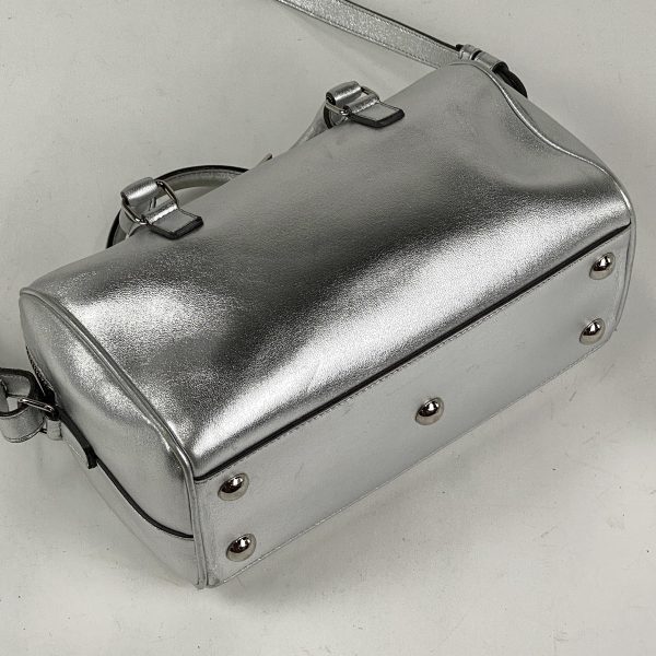 2 Saint Laurent Baby Duffle Handbag Shoulder Bag Crossbody Leather Silver