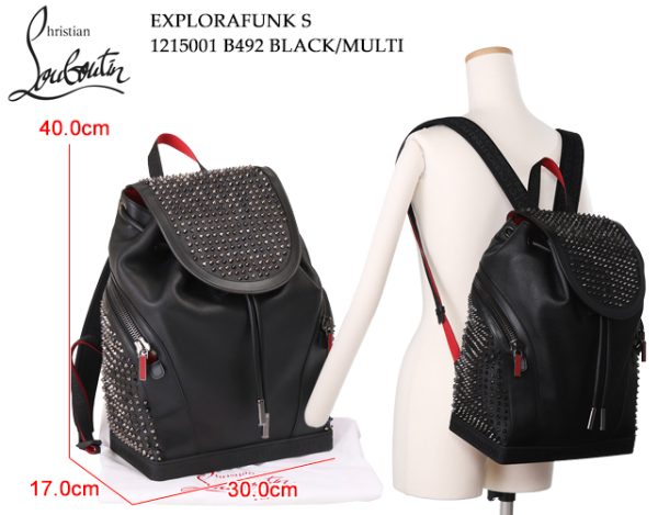 2 Christian Louboutin Leather Backpack Rucksack Shoulder Bag Crossbody Black