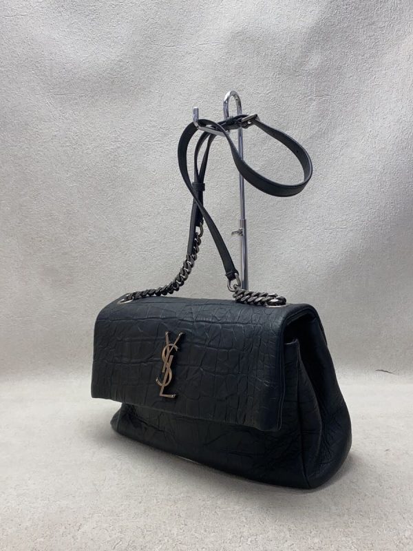 2 Saint Laurent Chain Shoulder Bag Leather Black