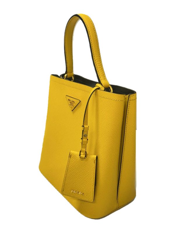 2 Prada Pannier Saffiano 2way Shoulder Bag Leather Yellow